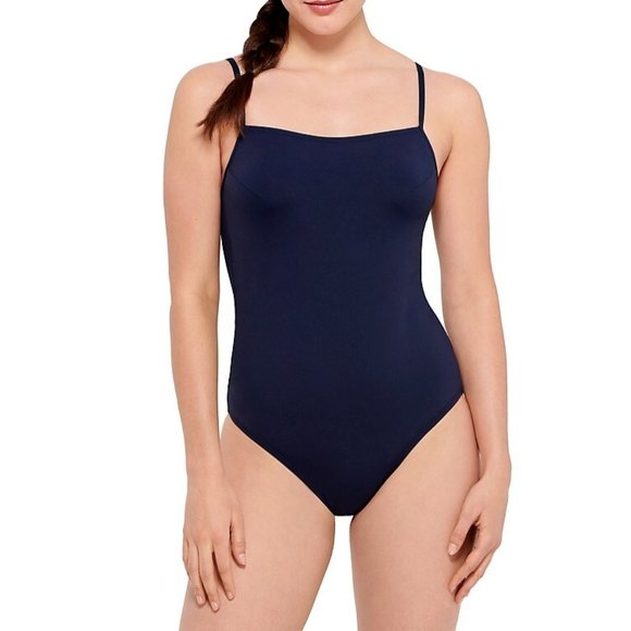 Beach Couture Strappy Back Swimsuit Size 2X Navy Blue - Picture 2 of 5